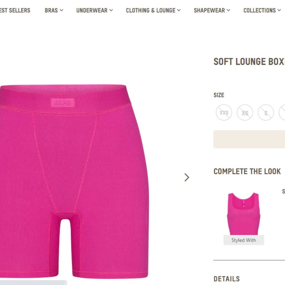 Skims Limited Edition Cotton Rib Boxer Short Pink Size L